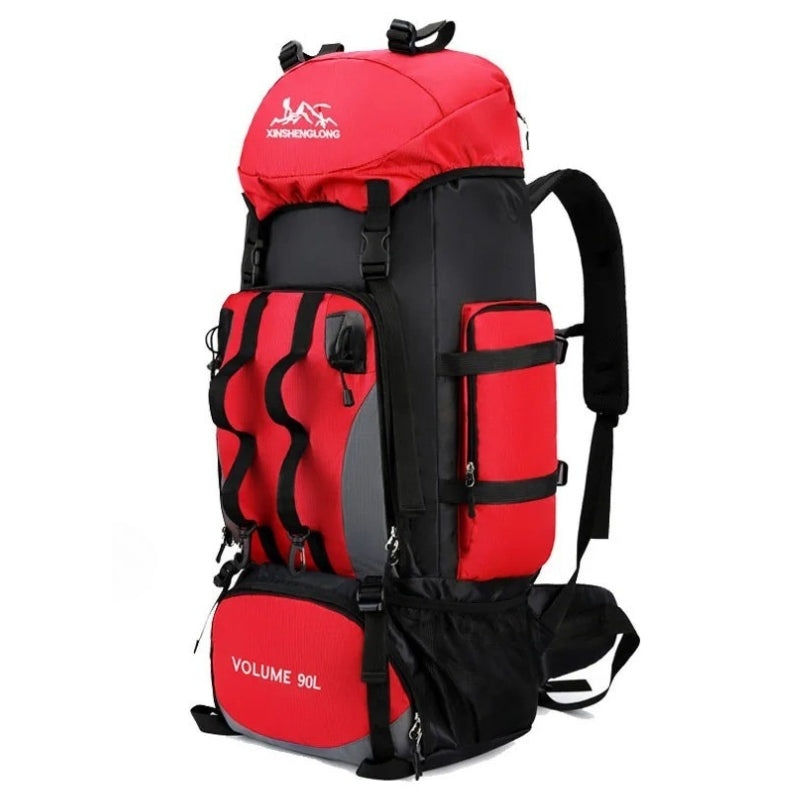 Mochila de Trilha 90L Impermeável com Capa de Chuva